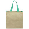 Panelled Jute Bags Green Front
